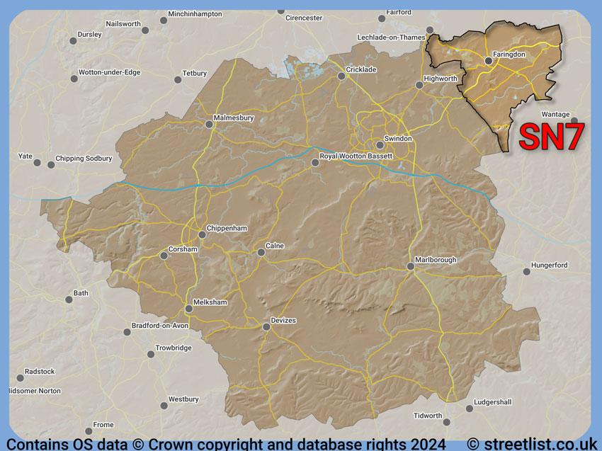 Where the SN7 postcode district lies within the wider  postcode area