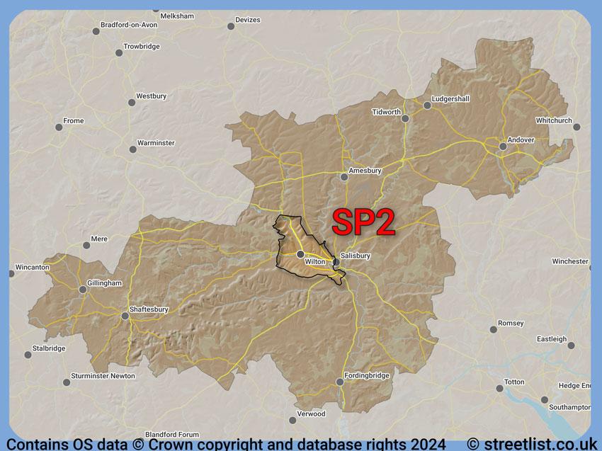 Where the SP2 postcode district lies within the wider  postcode area