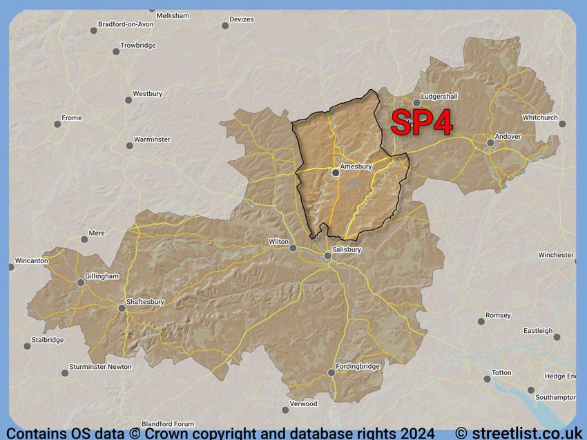 Where the SP4 postcode district lies within the wider  postcode area