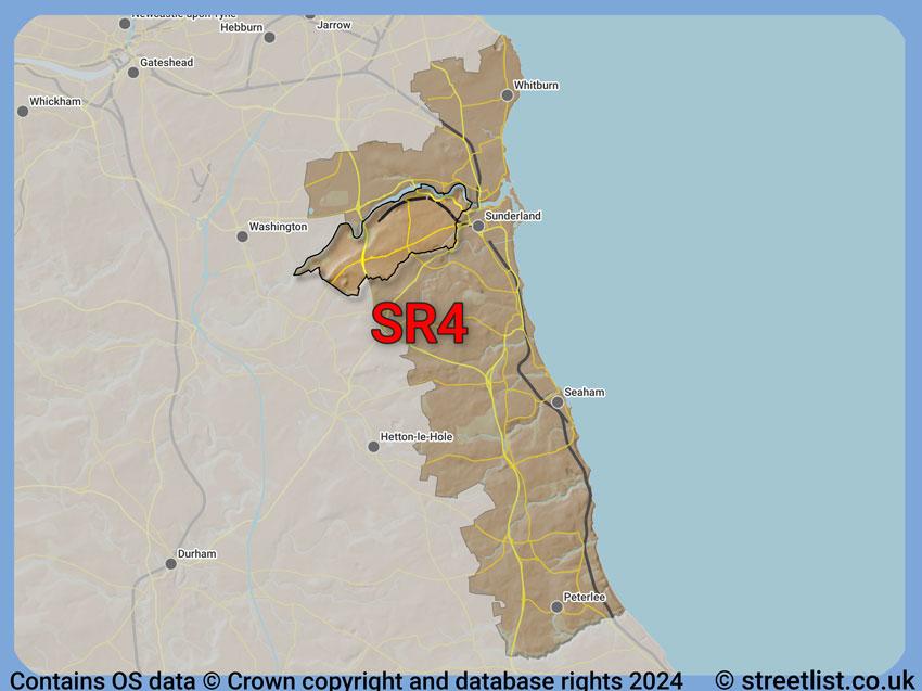 Where the SR4 postcode district lies within the wider  postcode area