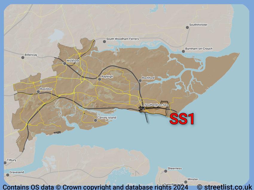 Where the SS1 postcode district lies within the wider  postcode area