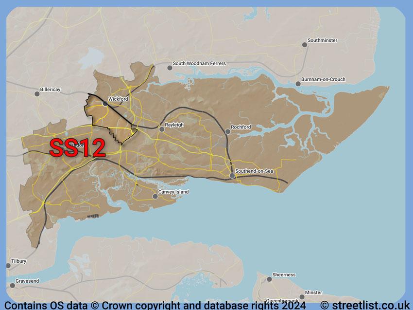 Where the SS12 postcode district lies within the wider  postcode area