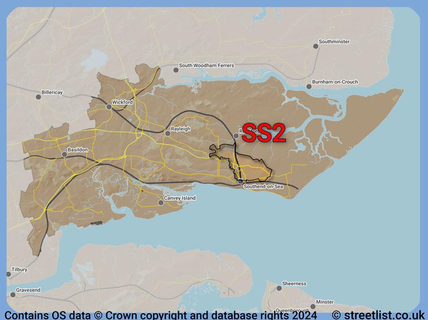 Where the SS2 postcode district lies within the wider  postcode area