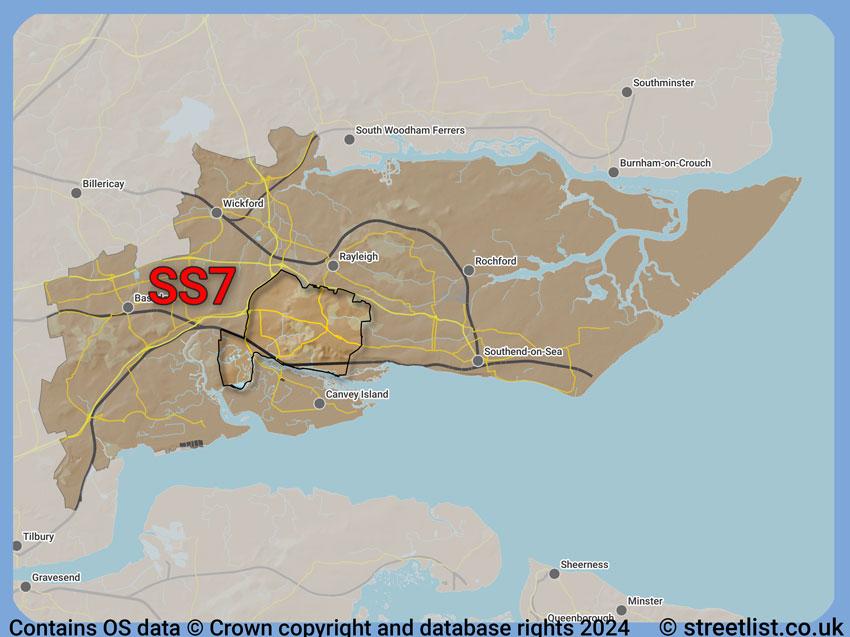 Where the SS7 postcode district lies within the wider  postcode area