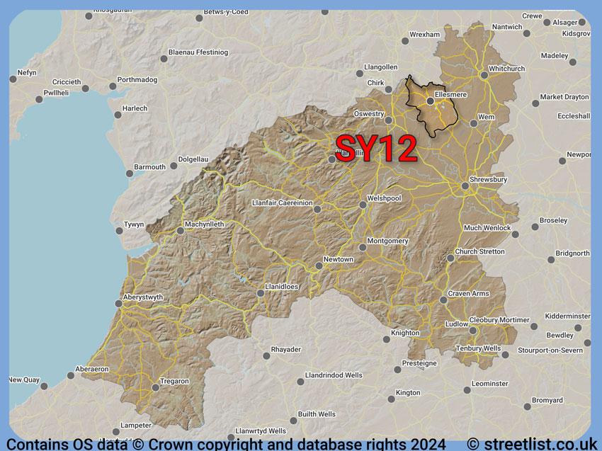 Where the SY12 postcode district lies within the wider  postcode area