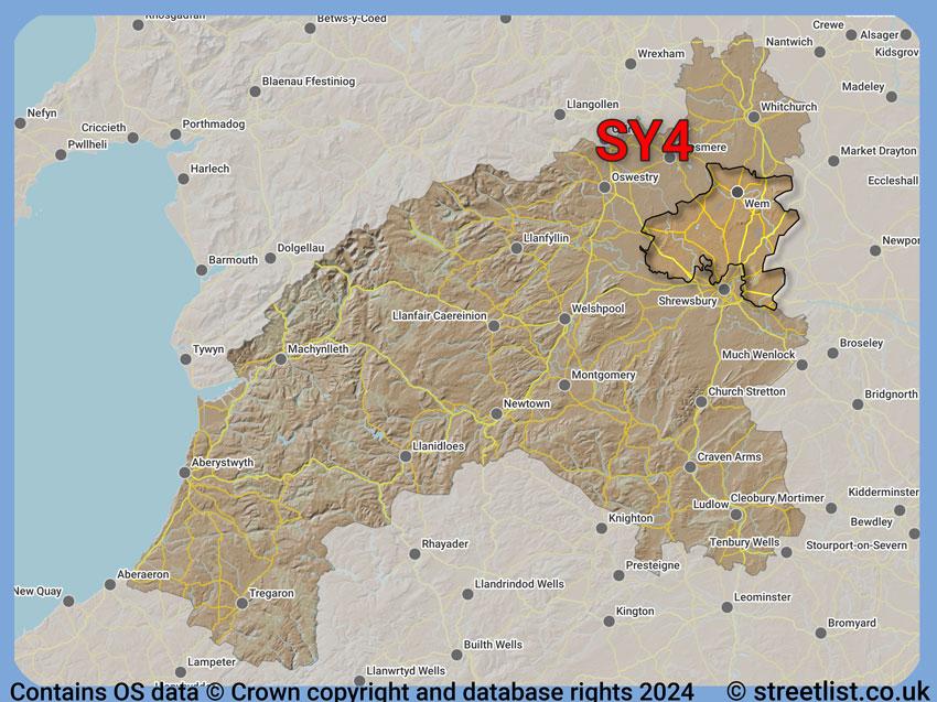 Where the SY4 postcode district lies within the wider  postcode area