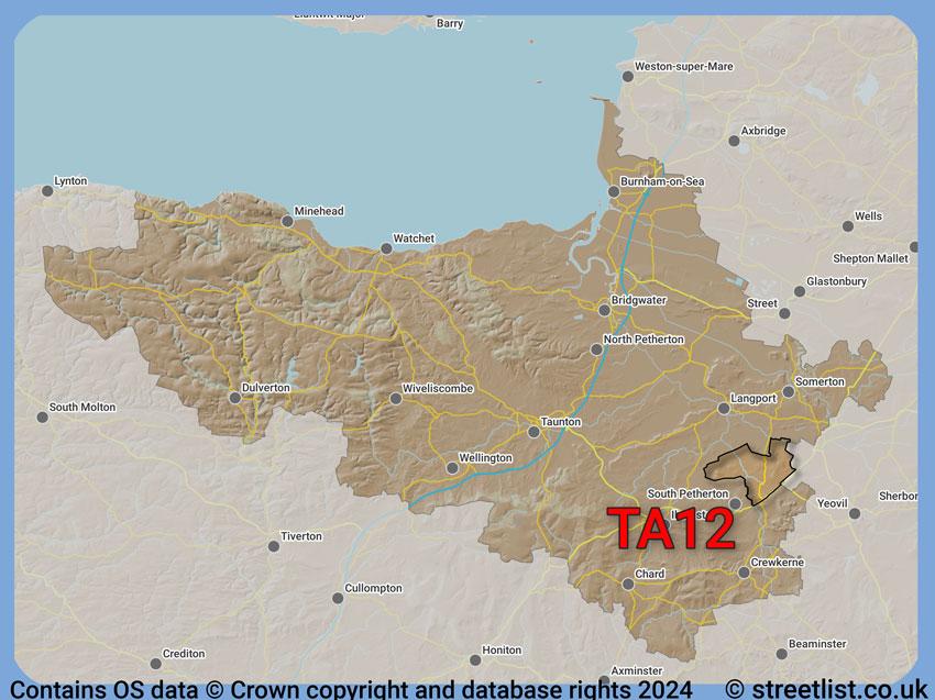 Where the TA12 postcode district lies within the wider  postcode area