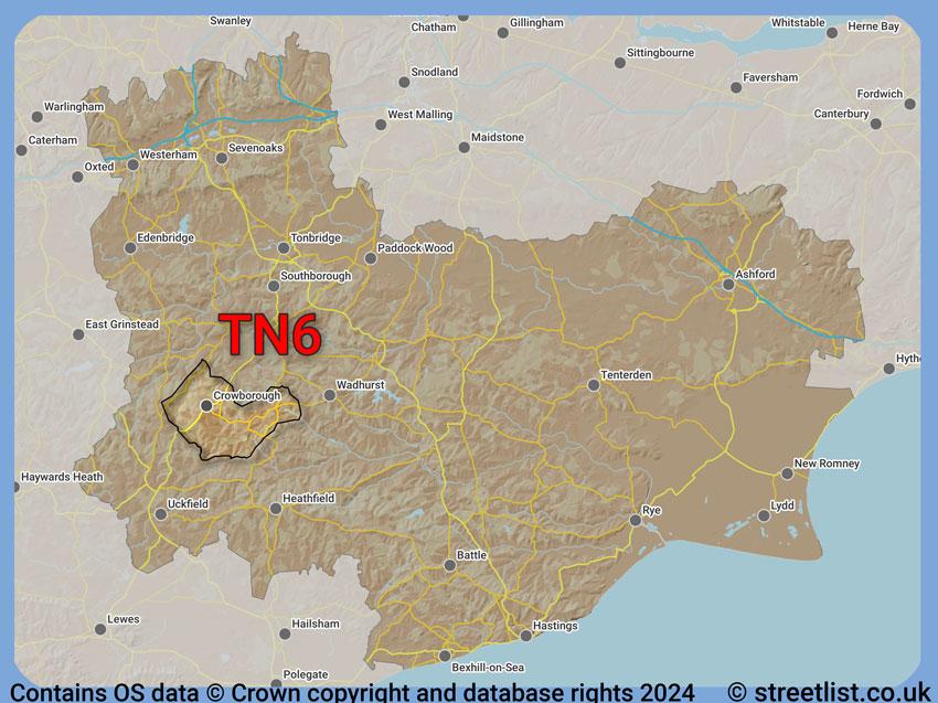 Where the TN6 postcode district lies within the wider  postcode area