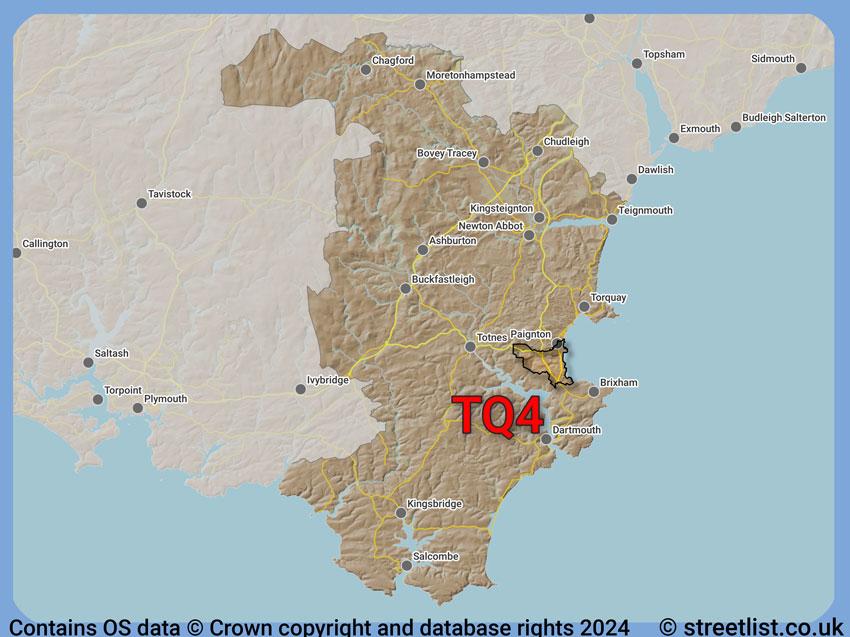 Where the TQ4 postcode district lies within the wider  postcode area