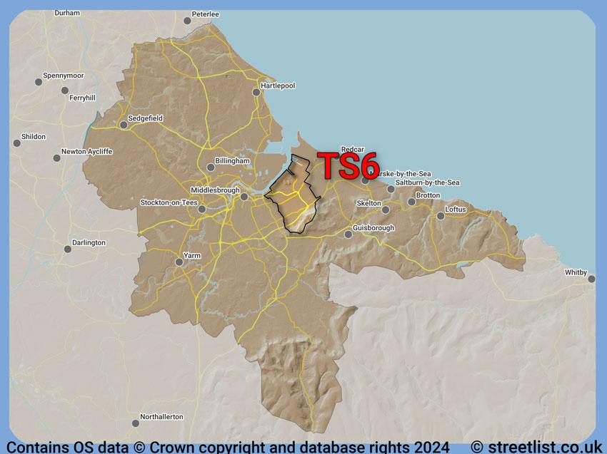 Where the TS6 postcode district lies within the wider  postcode area