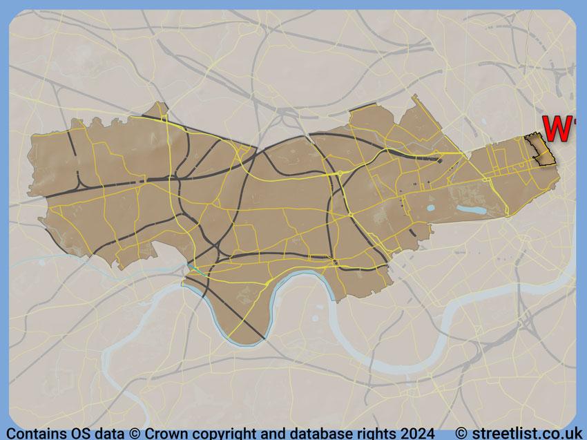 Where the W1T postcode district lies within the wider  postcode area