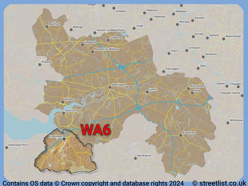 Where the WA6 postcode district lies within the wider  postcode area