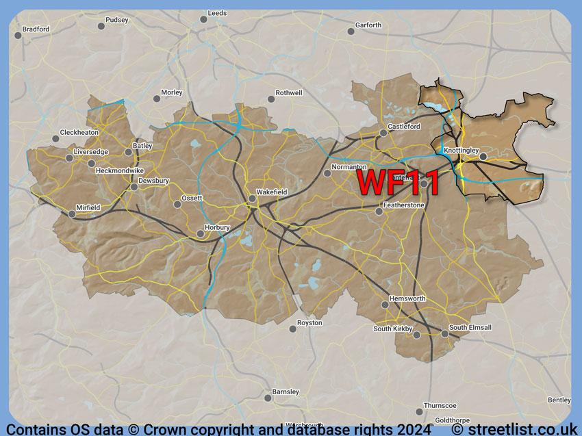 Where the WF11 postcode district lies within the wider  postcode area