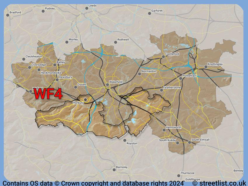 Where the WF4 postcode district lies within the wider  postcode area