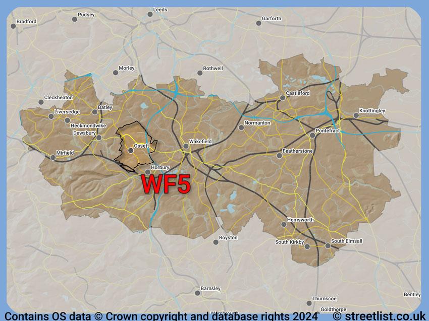 Where the WF5 postcode district lies within the wider  postcode area