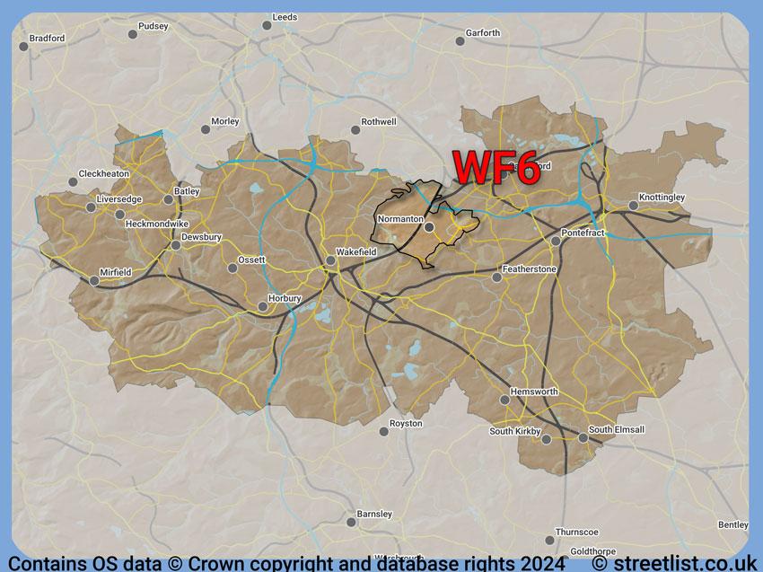 Where the WF6 postcode district lies within the wider  postcode area