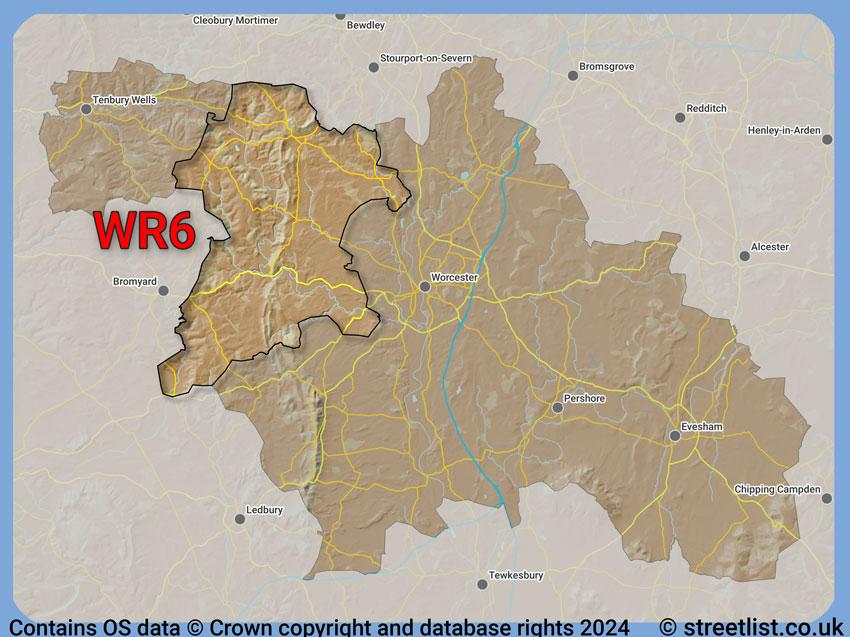 Where the WR6 postcode district lies within the wider  postcode area