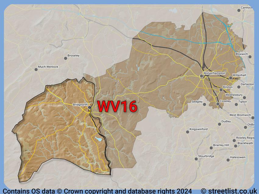 Where the WV16 postcode district lies within the wider  postcode area