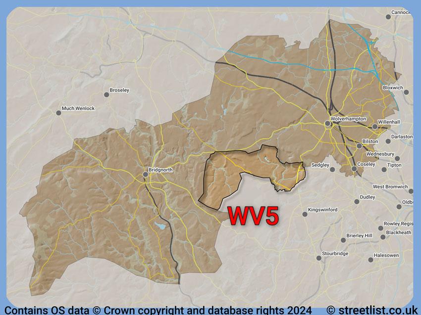 Where the WV5 postcode district lies within the wider  postcode area