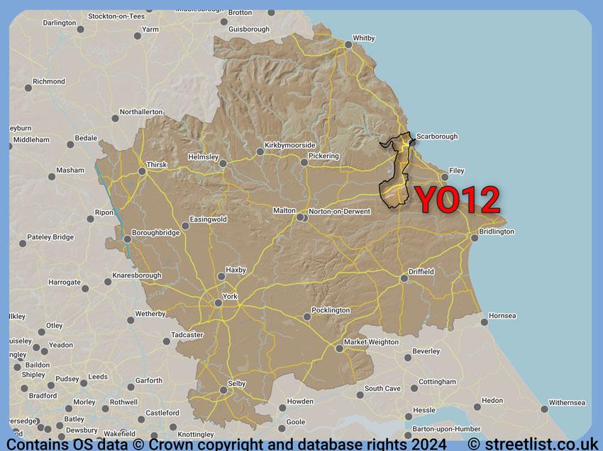 Where the YO12 postcode district lies within the wider  postcode area