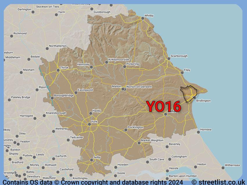 Where the YO16 postcode district lies within the wider  postcode area