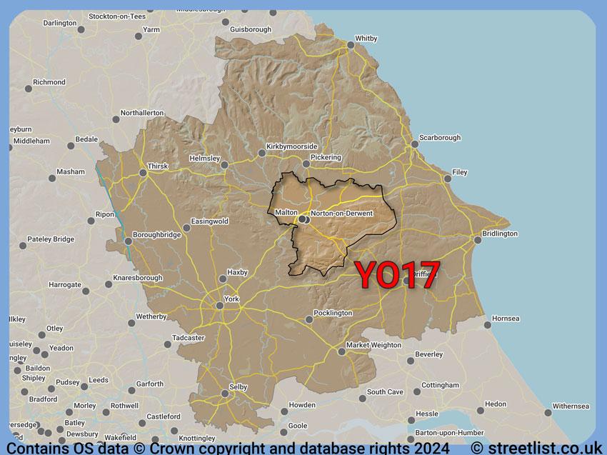 Where the YO17 postcode district lies within the wider  postcode area