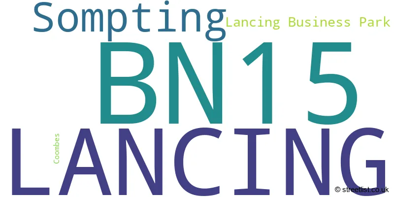 A word cloud for the BN15 postcode