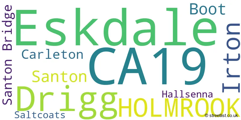 A word cloud for the CA19 postcode