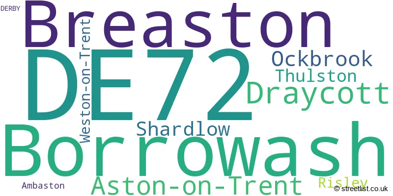 A word cloud for the DE72 postcode