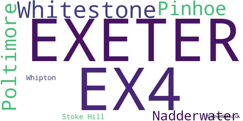 A word cloud for the EX4 postcode