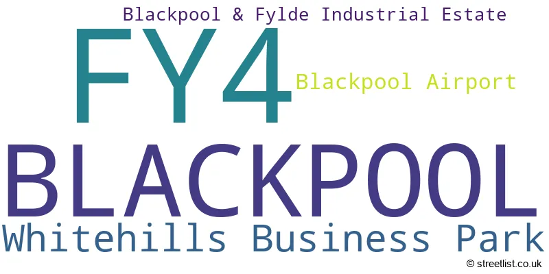 A word cloud for the FY4 postcode