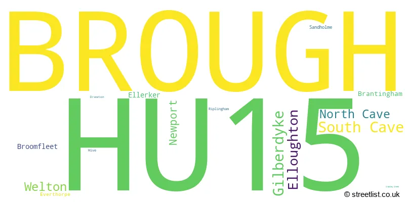 A word cloud for the HU15 postcode