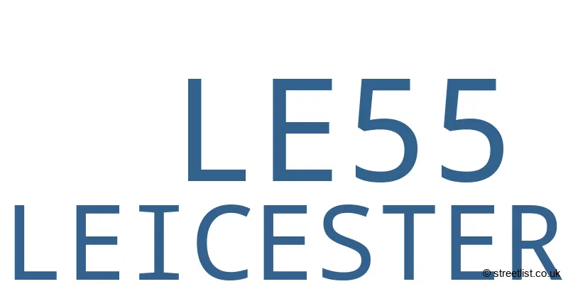 A word cloud for the LE55 postcode