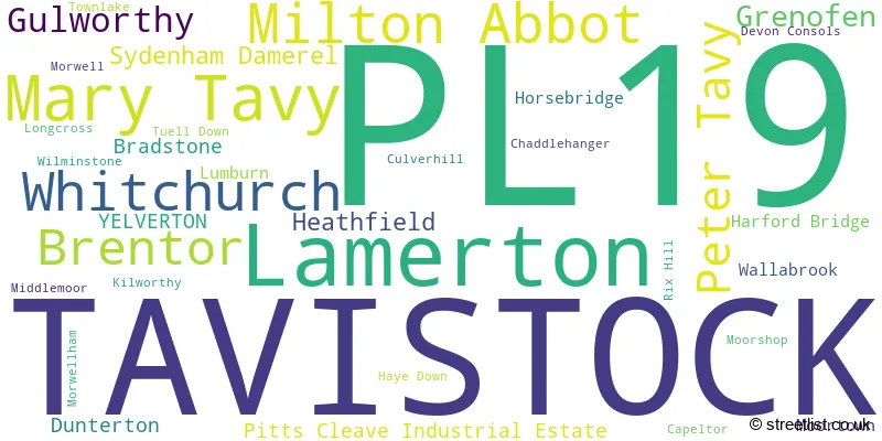 A word cloud for the PL19 postcode