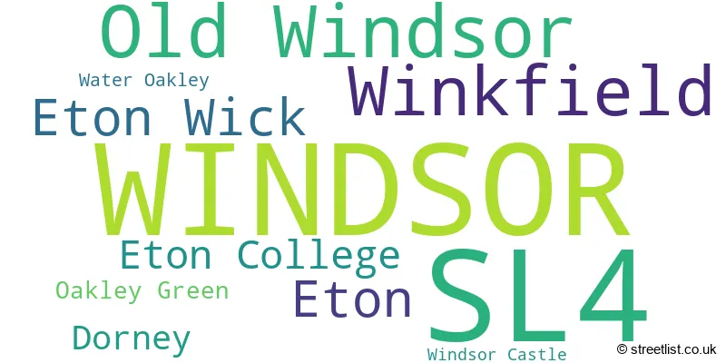 A word cloud for the SL4 postcode