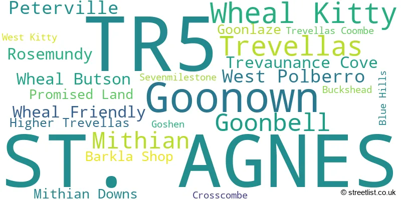 A word cloud for the TR5 postcode