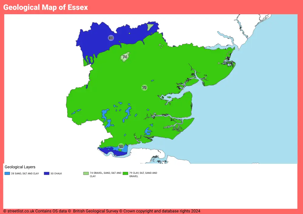 County Map of Essex: Cities, Towns, and Villages