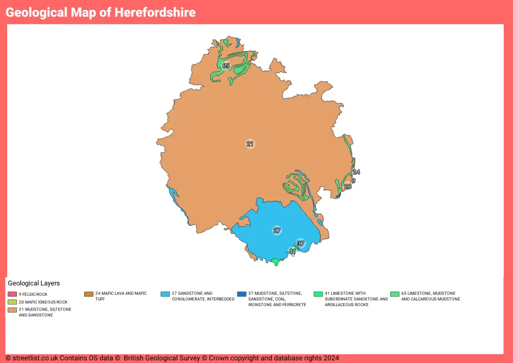 Geological Map of Herefordshire