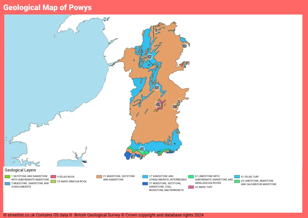 Geological Map of Powys