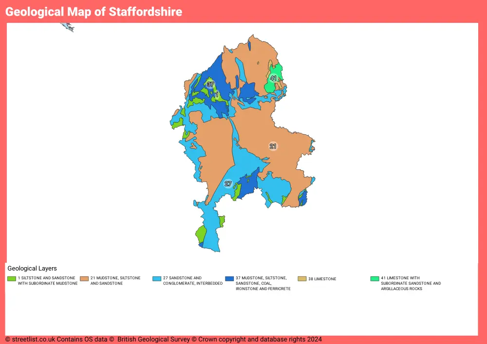 Geological Map of Staffordshire