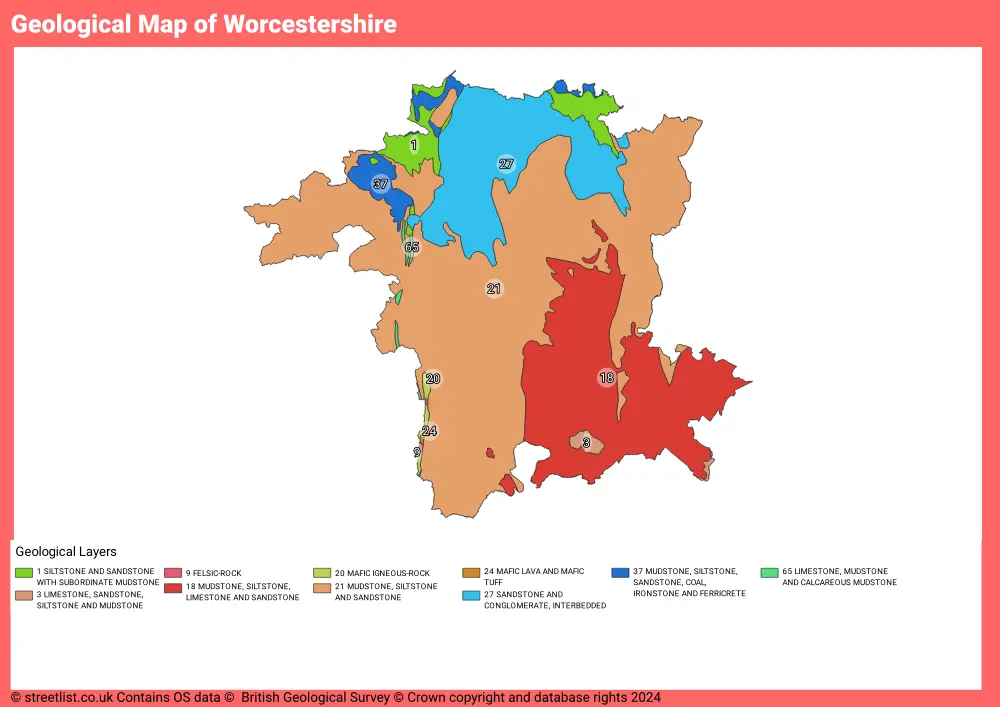 Geological Map of Worcestershire