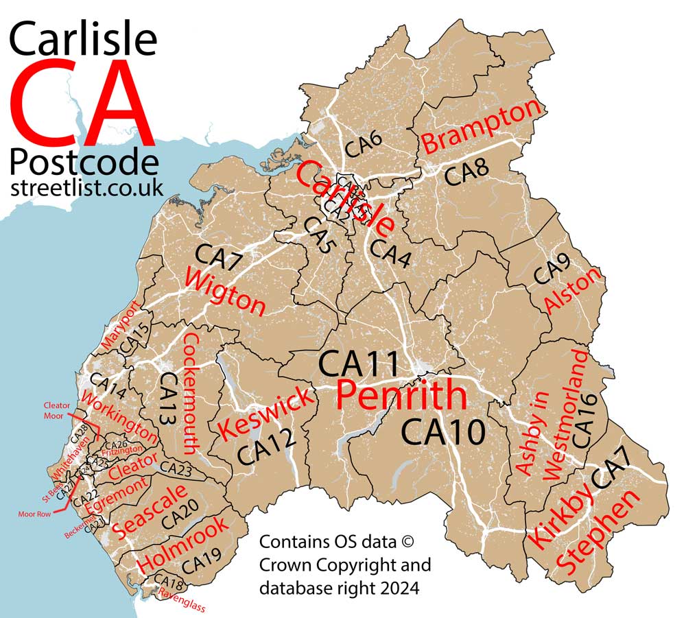 Detailed map of CA Lancaster Postcode Area