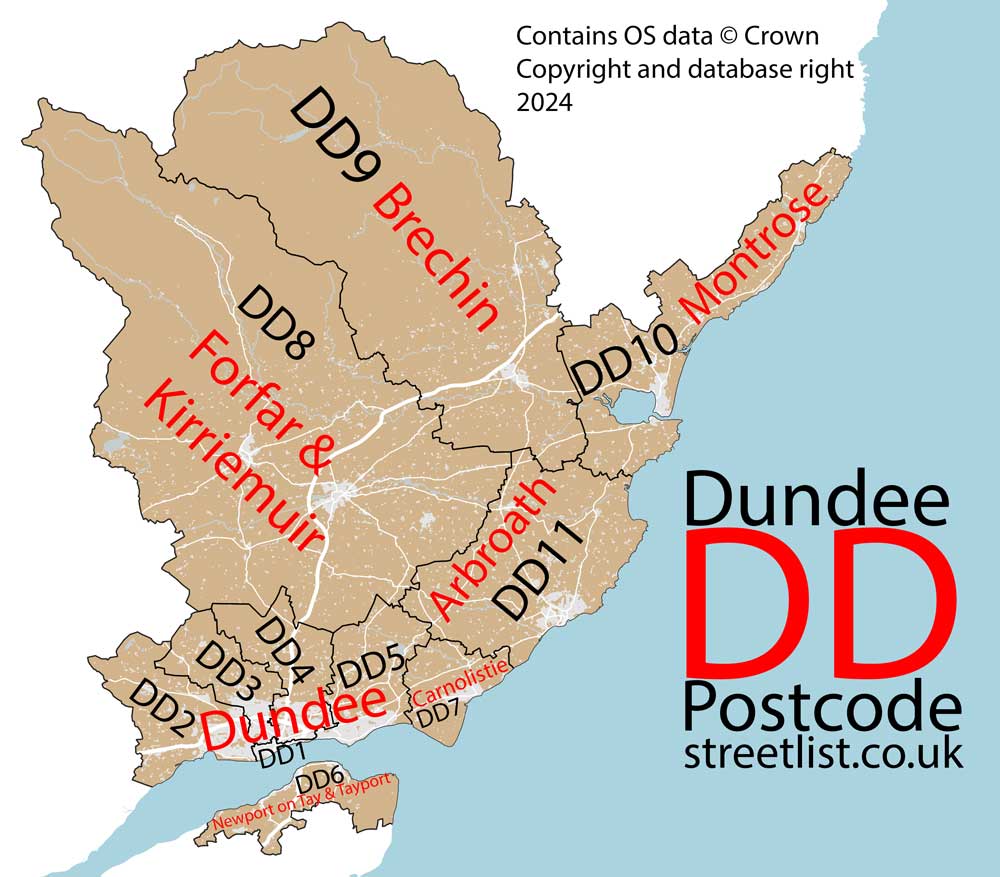 Detailed map of DD Dundee Postcode Area