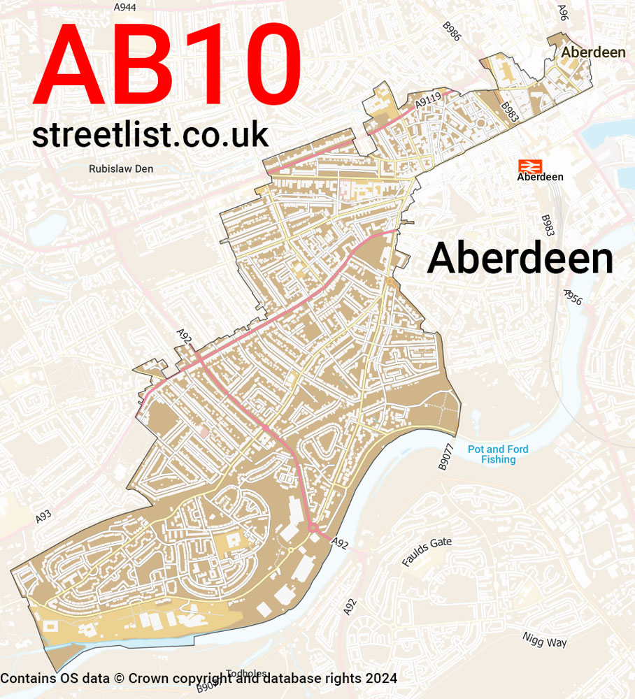 Map of the AB10 postcode