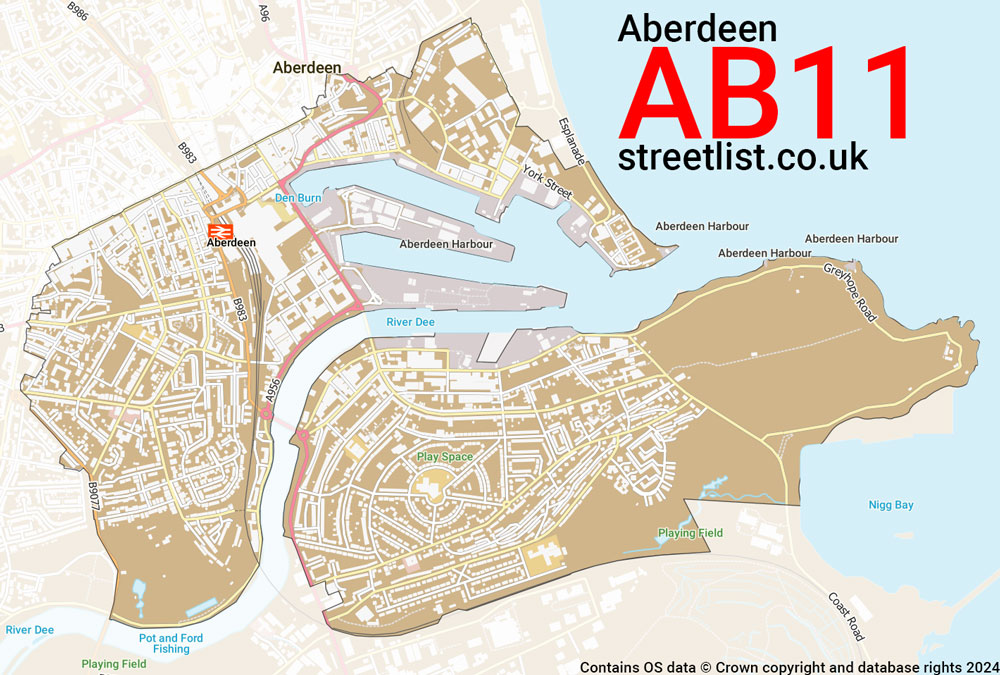 Map of the AB11 postcode