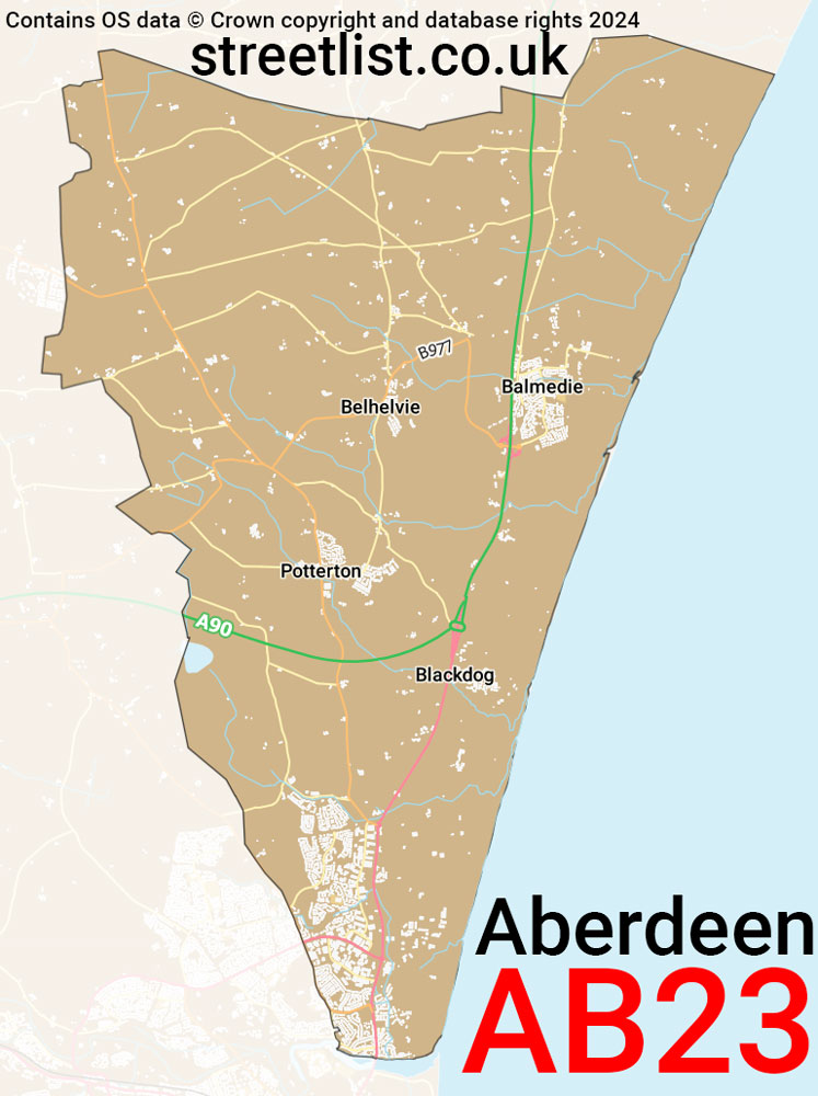 Map of the AB23 postcode