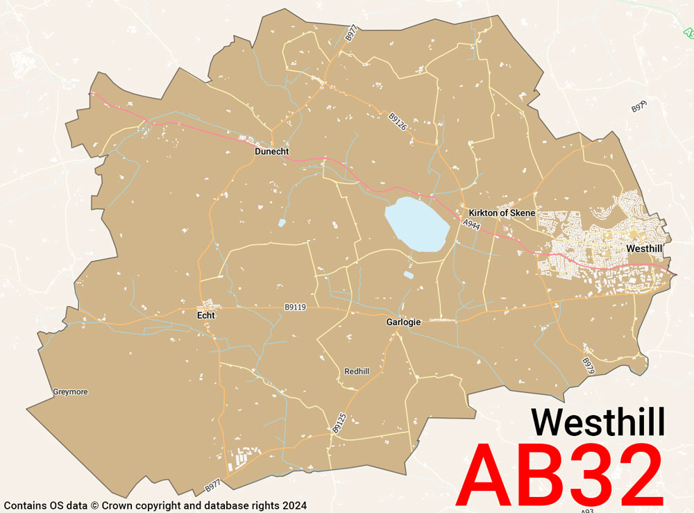 Map of the AB32 postcode