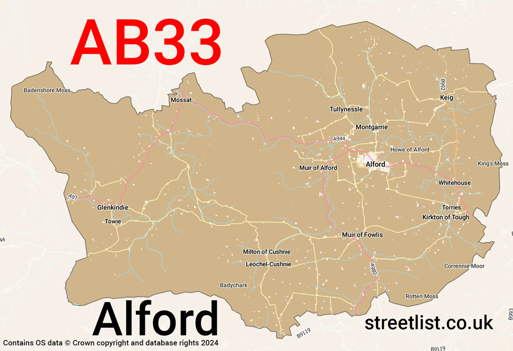 Map of the AB33 postcode