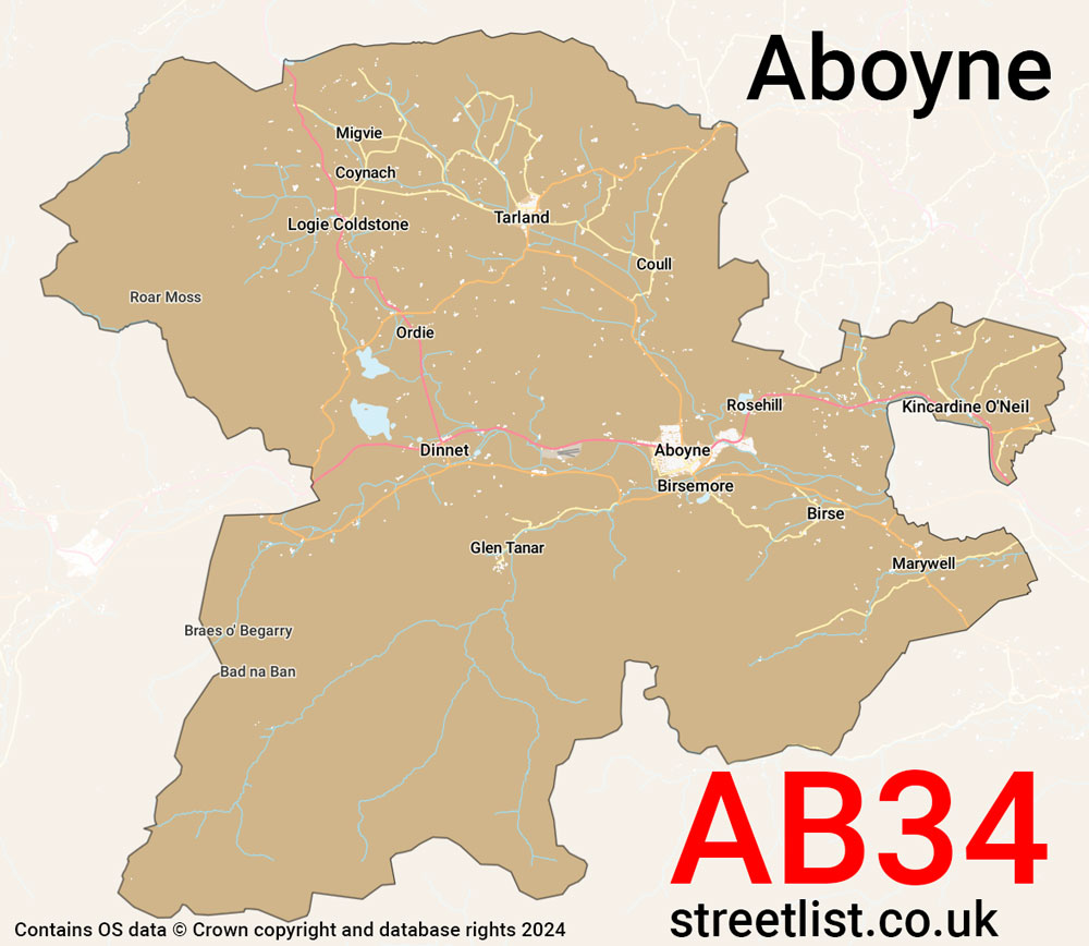 Map of the AB34 postcode