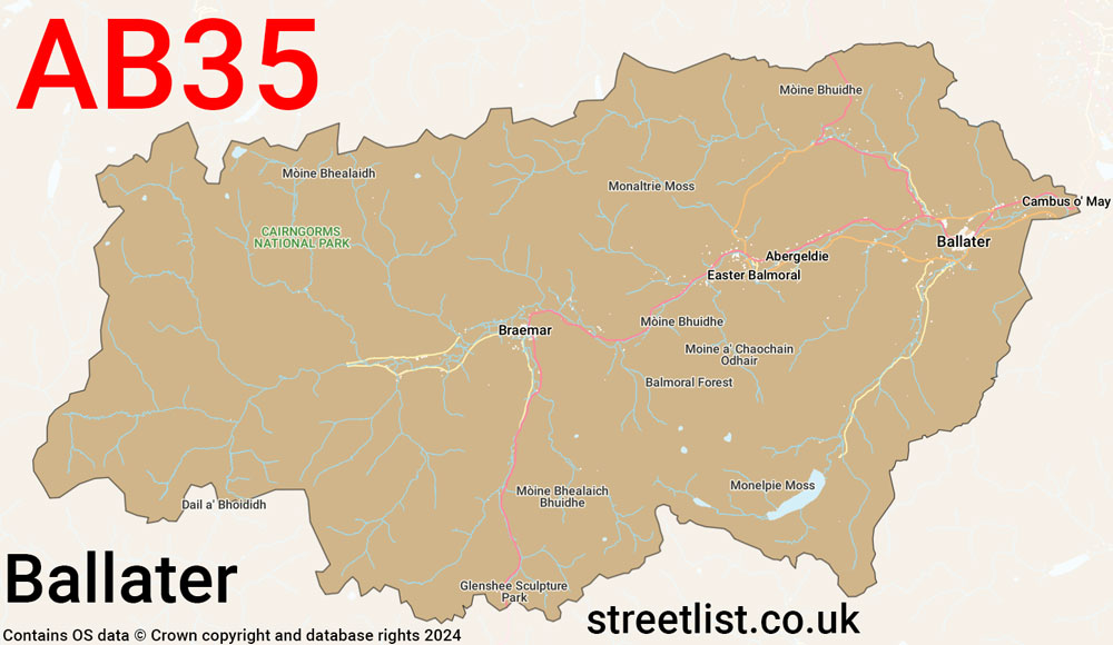 Map of the AB35 postcode